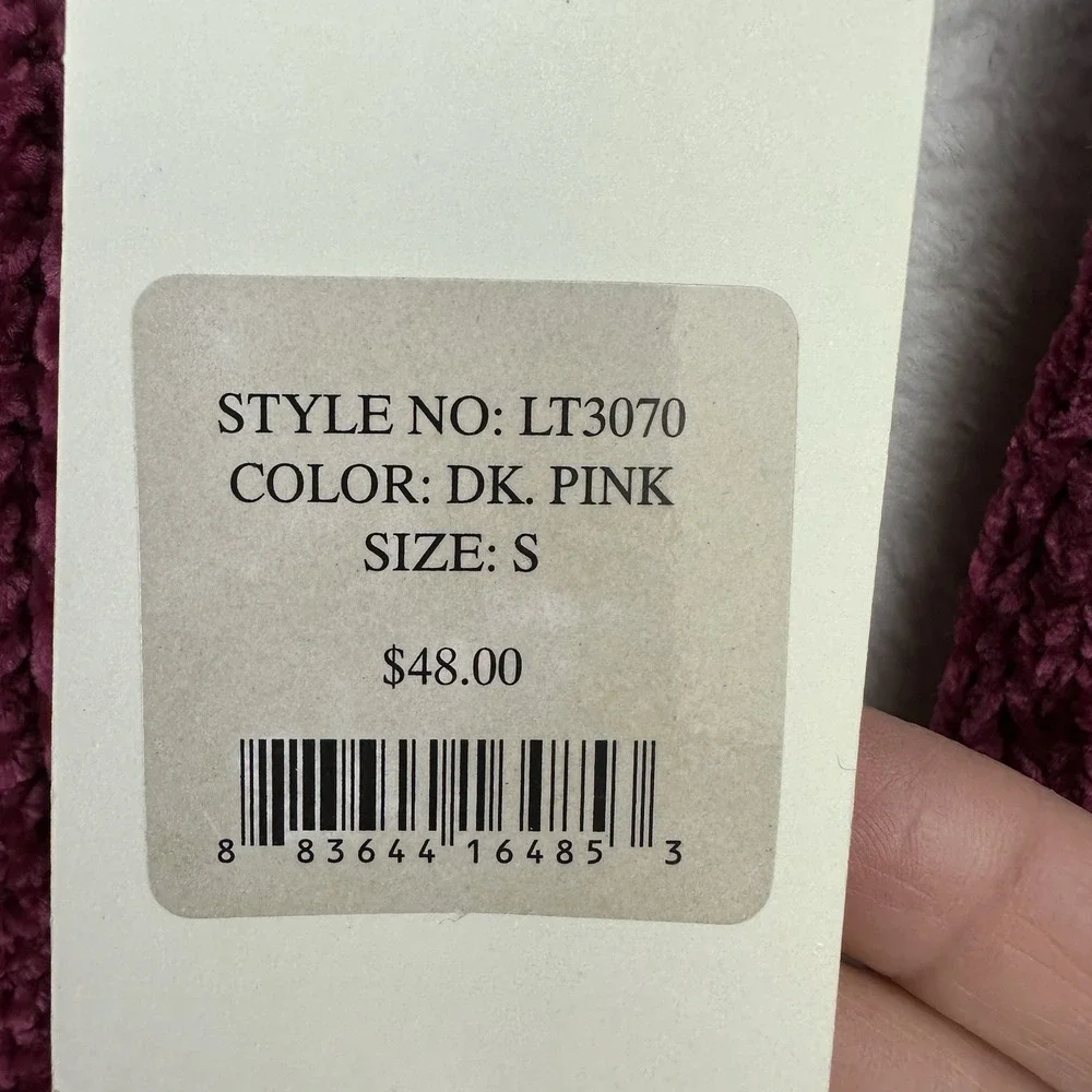 Luv Lane NWT Womens Long Sleeve Pullover Sweater Chenille Size S Dark Pink